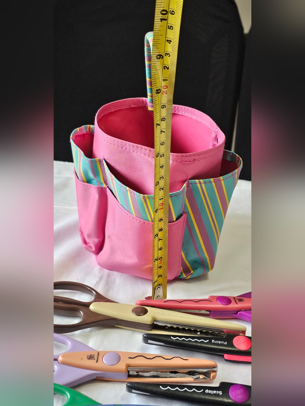 Craft Caddy with 12 Decorative Edge Scissors Set - Picture 7 of 9